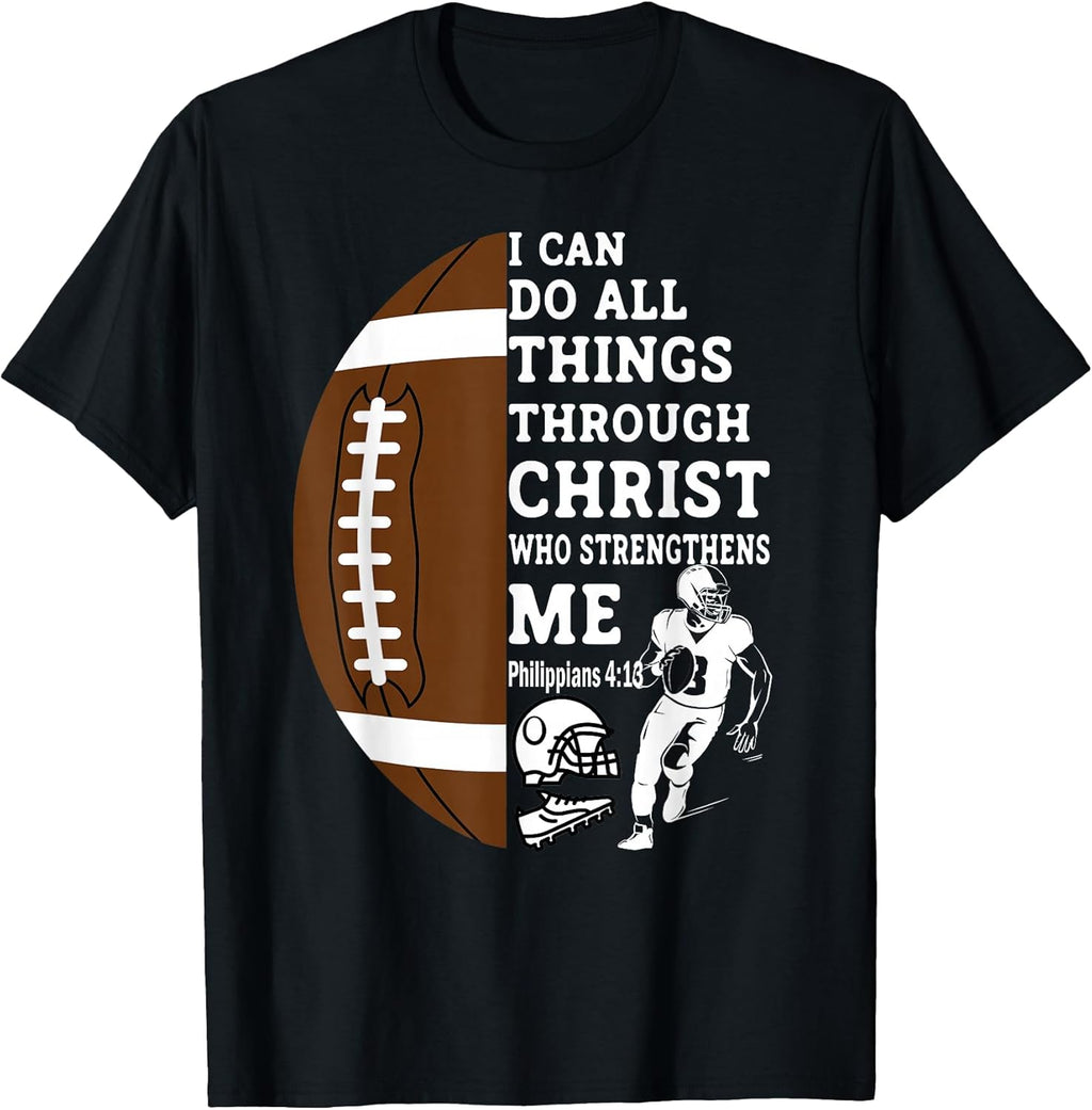 Motivational Bible Verse Christian Gifts Football - Adult & Kids T-Shirts, Sweatshirts & Hoodies apparel design preview 1