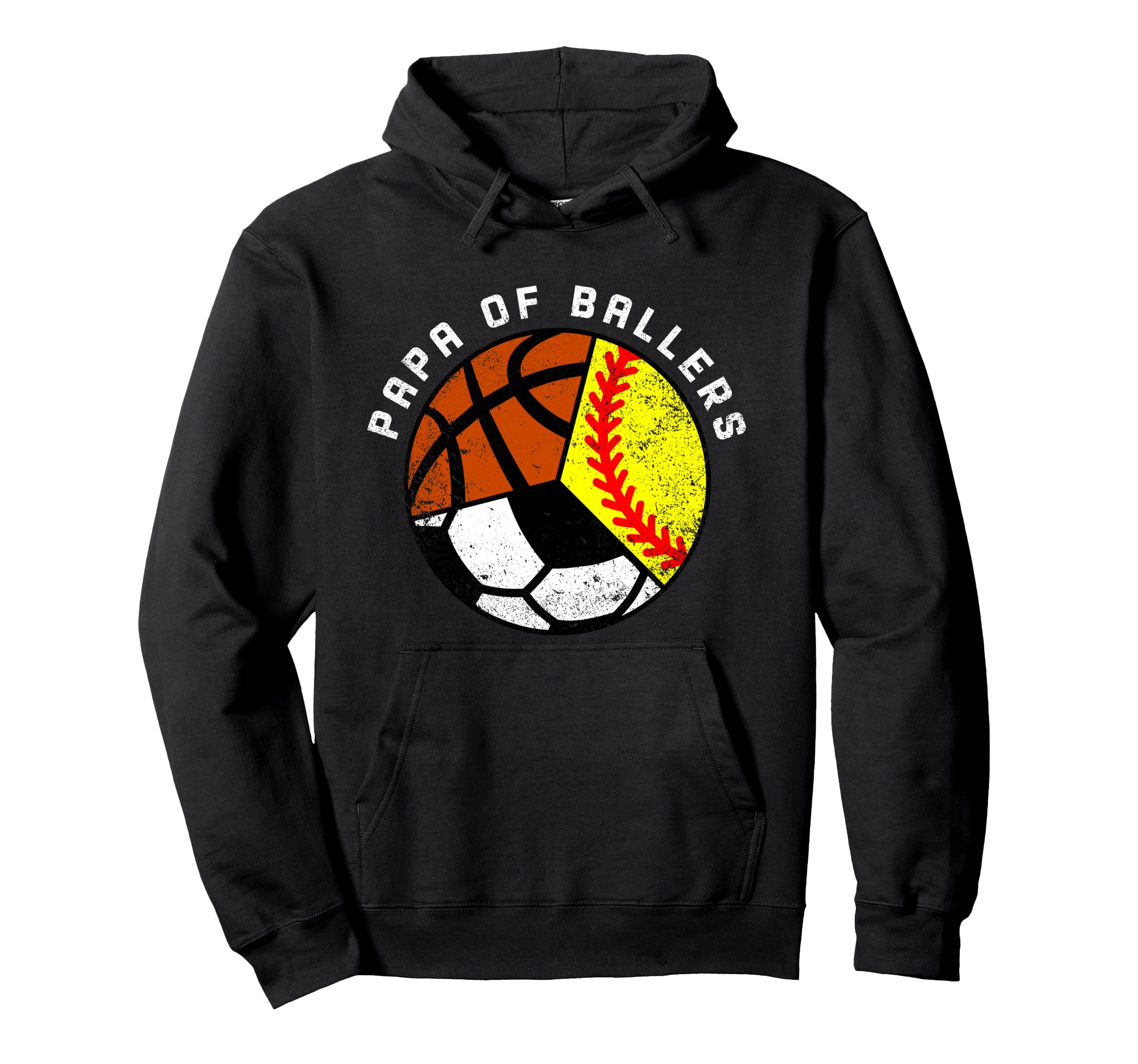 Papa Ballers Funny Softball Soccer Hoodie - Novelty Apparel Men Women - T-Shirt, Sweatshirt, Hoodie