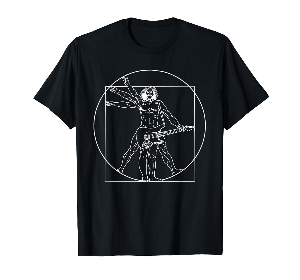 Guitar Da Vinci Vitruvian Guitar T-Shirt - Novelty Apparel Men Women - T-Shirt, Sweatshirt, Hoodie