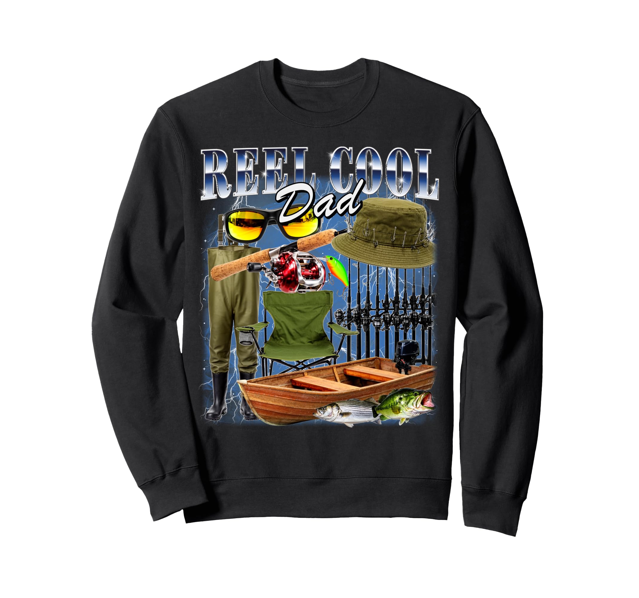 Reel Dad Bootleg 90S Fisherman Fish Sweatshirt - Streetwear Style Unisex - T-Shirt, Sweatshirt, Hoodie