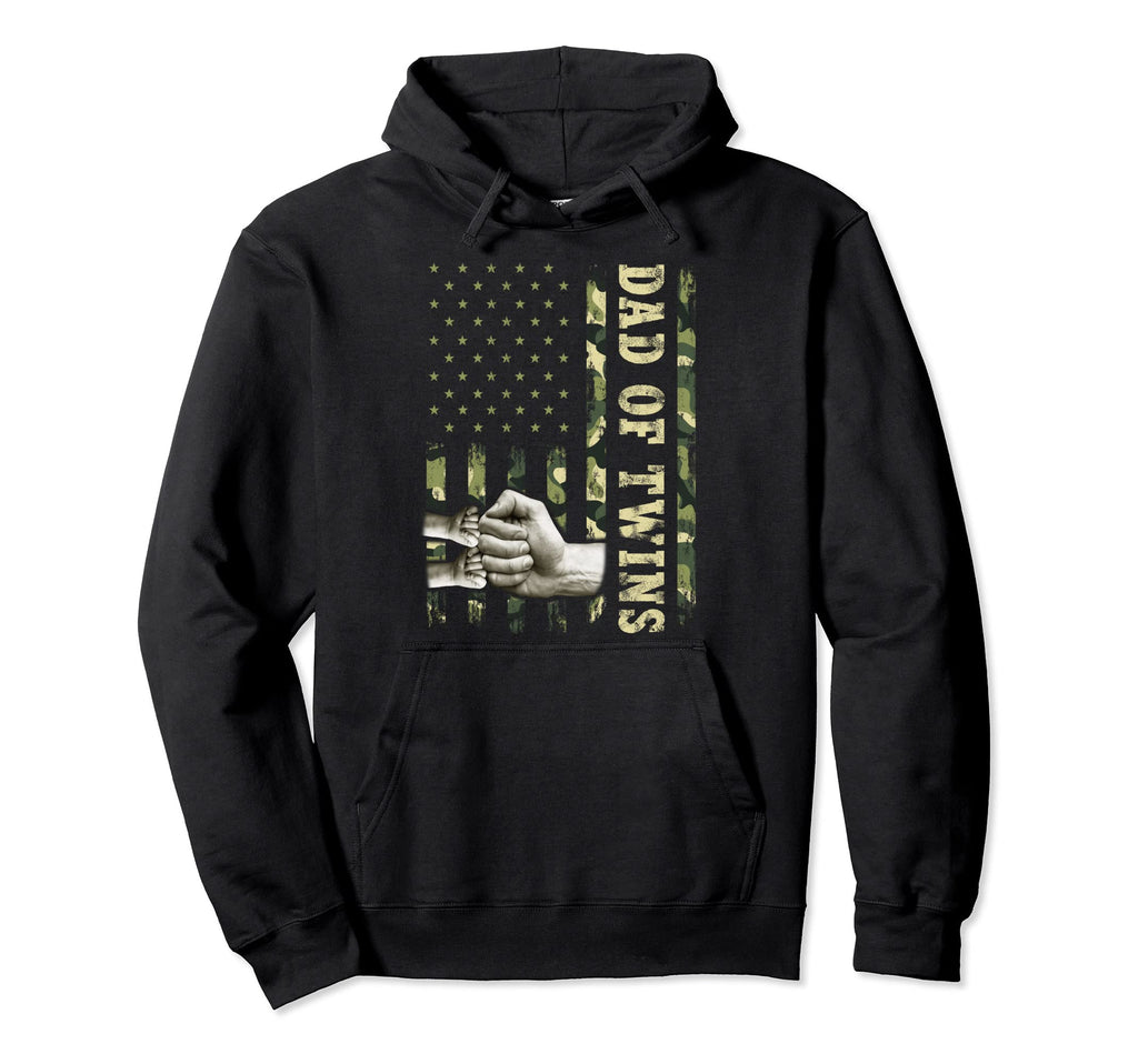 Twin Dad Camouflage American Flag Hoodie - Fun Novelty Design Men Women - T-Shirt, Sweatshirt, Hoodie