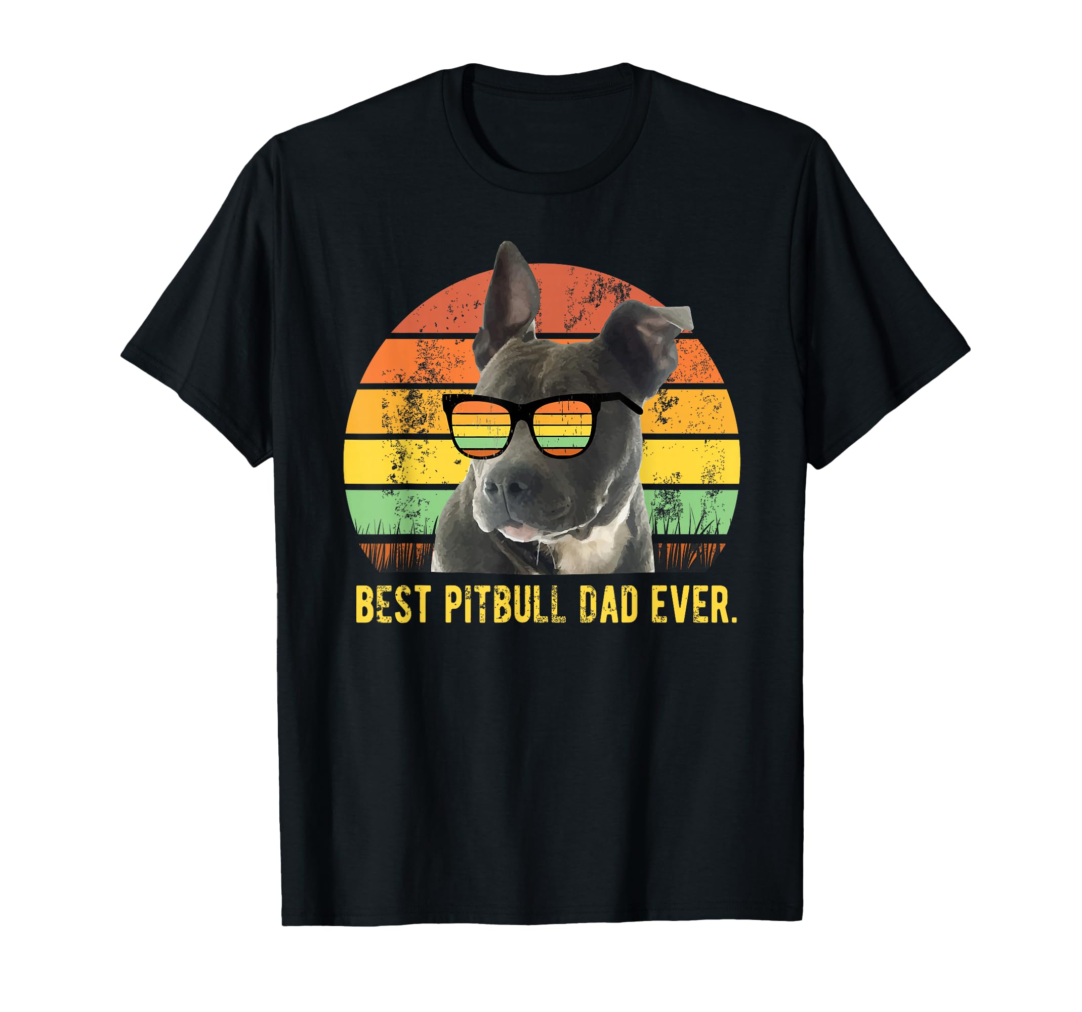 Best Pitbull Dad Ever Sunset Pit T-Shirt - Aesthetic Graphic Men Women - T-Shirt, Sweatshirt, Hoodie