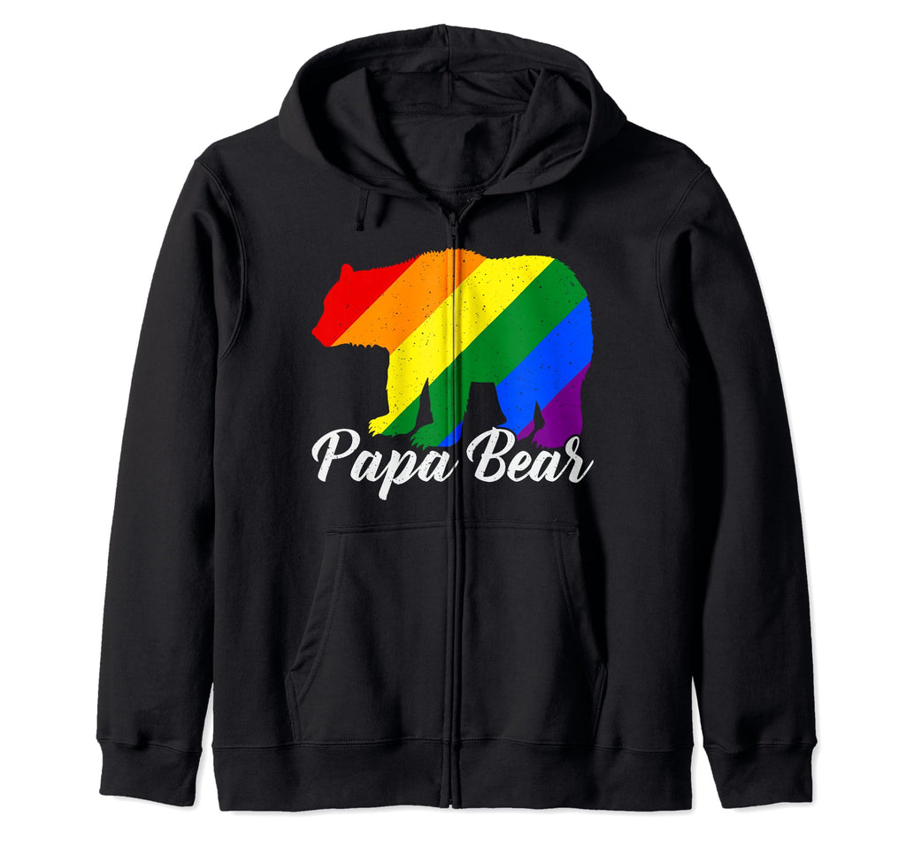 Papa Bear Lgbtq Gay Lesbian Gift Dad Hoodie - Unique Graphic Men Women - T-Shirt, Sweatshirt, Hoodie