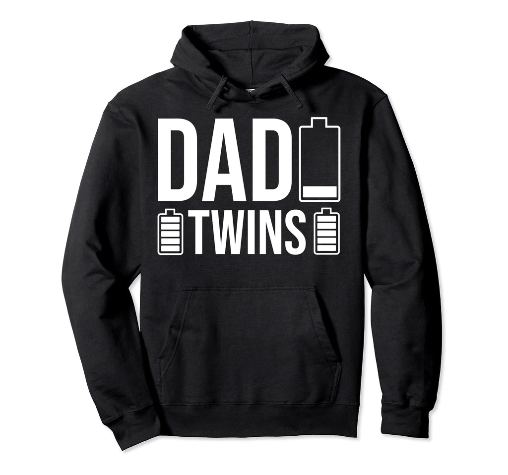 Funny Tired Dad Low Battery Dad Twins Hoodie - Minimalist Print Unisex - T-Shirt, Sweatshirt, Hoodie