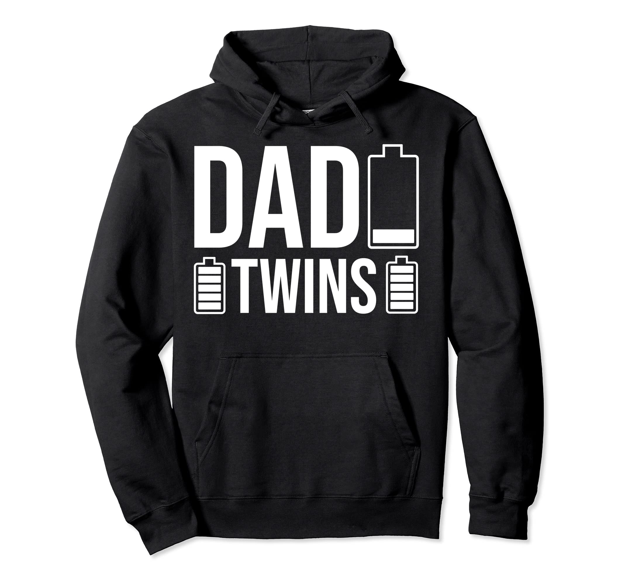 Funny Tired Dad Low Battery Dad Twins Hoodie - Minimalist Print Unisex - T-Shirt, Sweatshirt, Hoodie