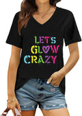 Let's Glow Crazy V-Neck for Women 80s 90s Retro - Adult & Kids T-Shirts, Sweatshirts & Hoodies apparel design preview 1