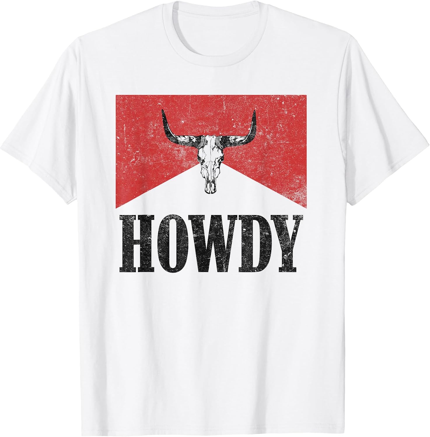 Vintage Bull Skull Hey There Howdy Western Country - Adult & Kids T-Shirts, Sweatshirts & Hoodies apparel design preview 1