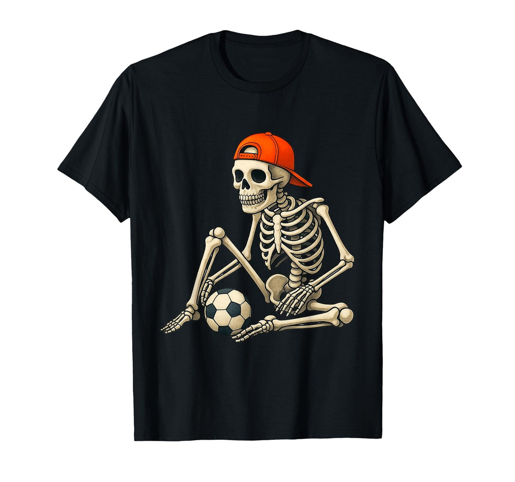 Skeleton Playing Soccer Cap Funny Soccer T-Shirt - Custom Art Print Unisex - T-Shirt, Sweatshirt, Hoodie