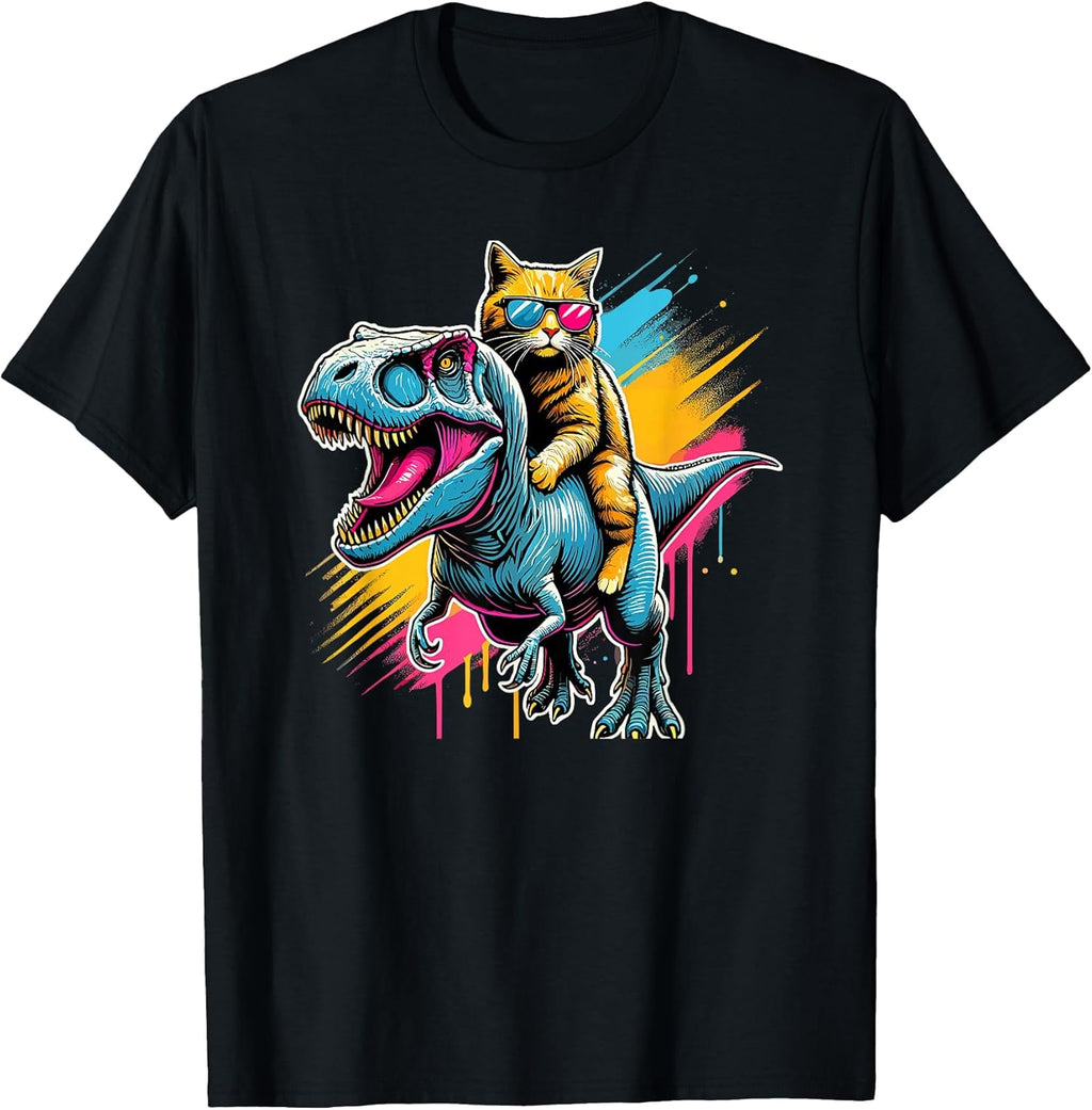 Pop Art Dinosaur T-Rex Cat Tyrannosaurus Rex Cats - Adult & Kids T-Shirts, Sweatshirts & Hoodies apparel design preview 1