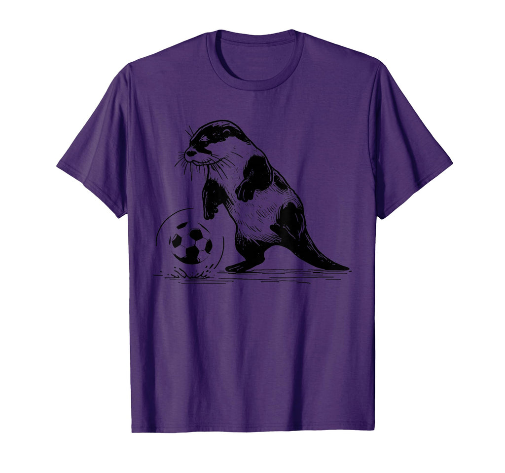 Otter Playing Soccer Funny Animal Sport T-Shirt - Custom Art Print Unisex - T-Shirt, Sweatshirt, Hoodie