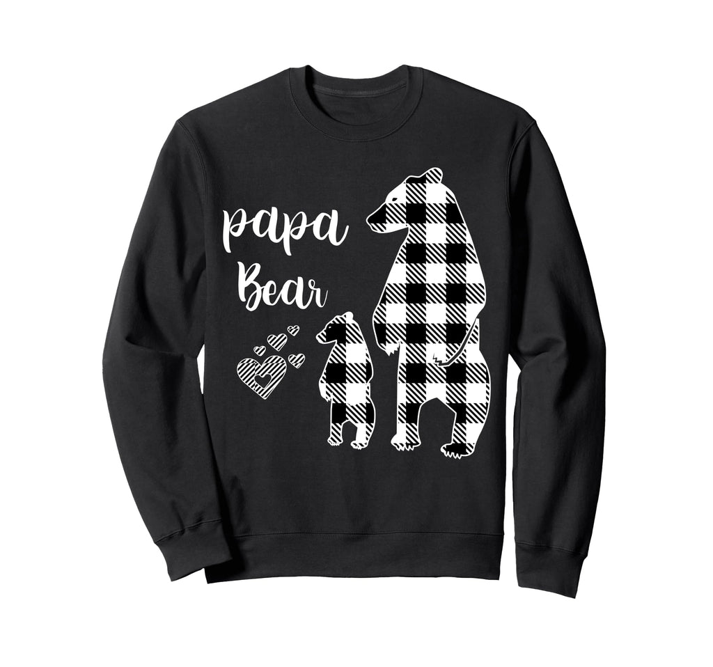 Papa Bear Little Bear Grey Buffalo Plaid Sweatshirt - Trendy Graphic Unisex - T-Shirt, Sweatshirt, Hoodie