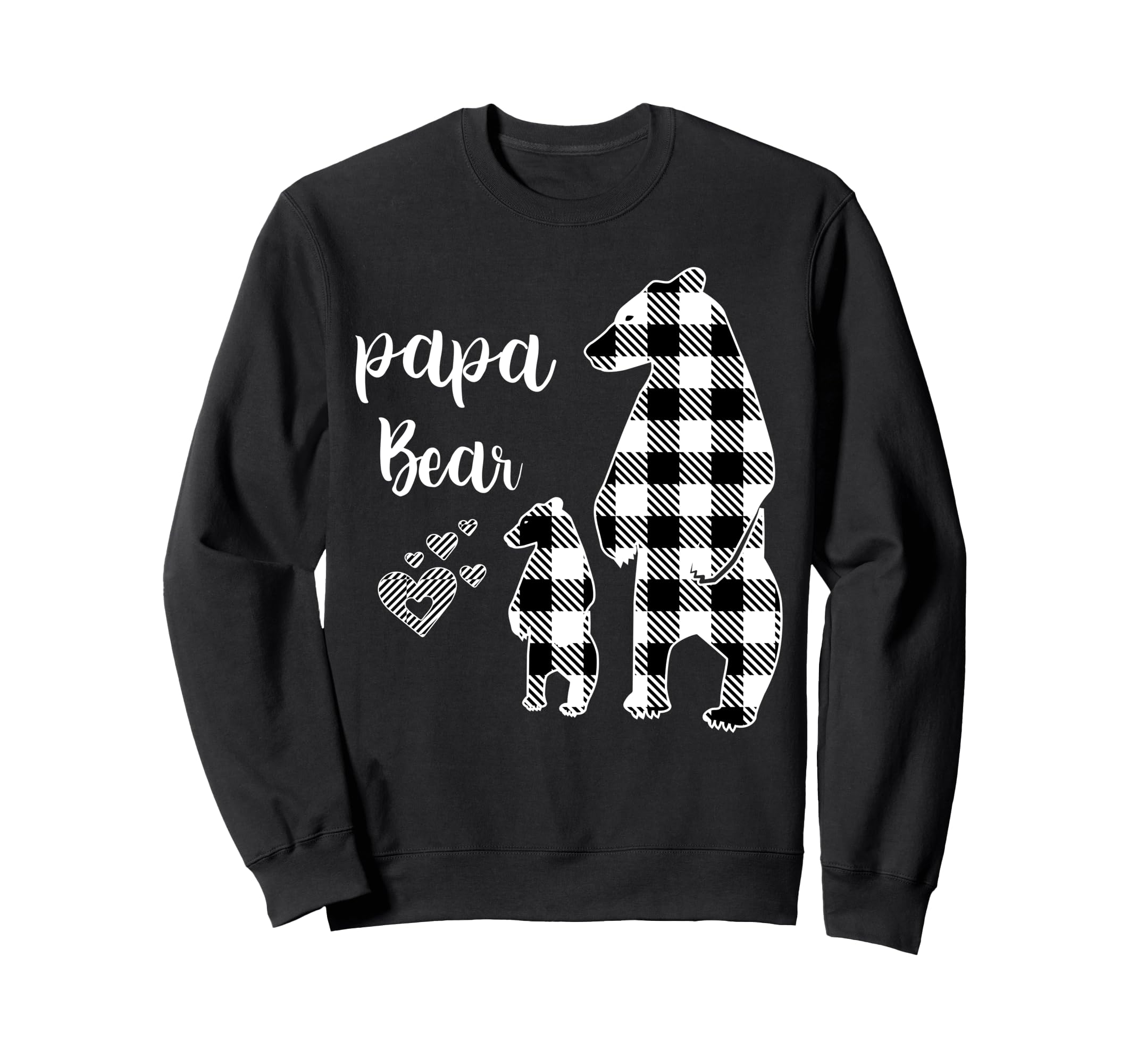 Papa Bear Little Bear Grey Buffalo Plaid Sweatshirt - Trendy Graphic Unisex - T-Shirt, Sweatshirt, Hoodie