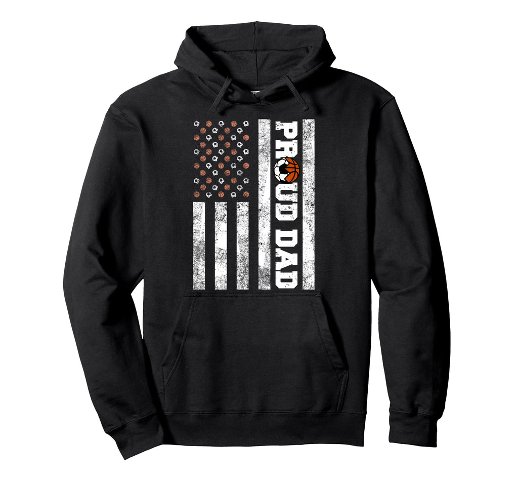 Proud Dad American Flag Funny Soccer Hoodie - Graphic Print for Adults - T-Shirt, Sweatshirt, Hoodie