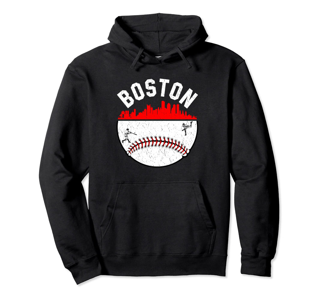 Boston Cityscape Baseball Distressed Mom Hoodie - Streetwear Style Unisex - T-Shirt, Sweatshirt, Hoodie