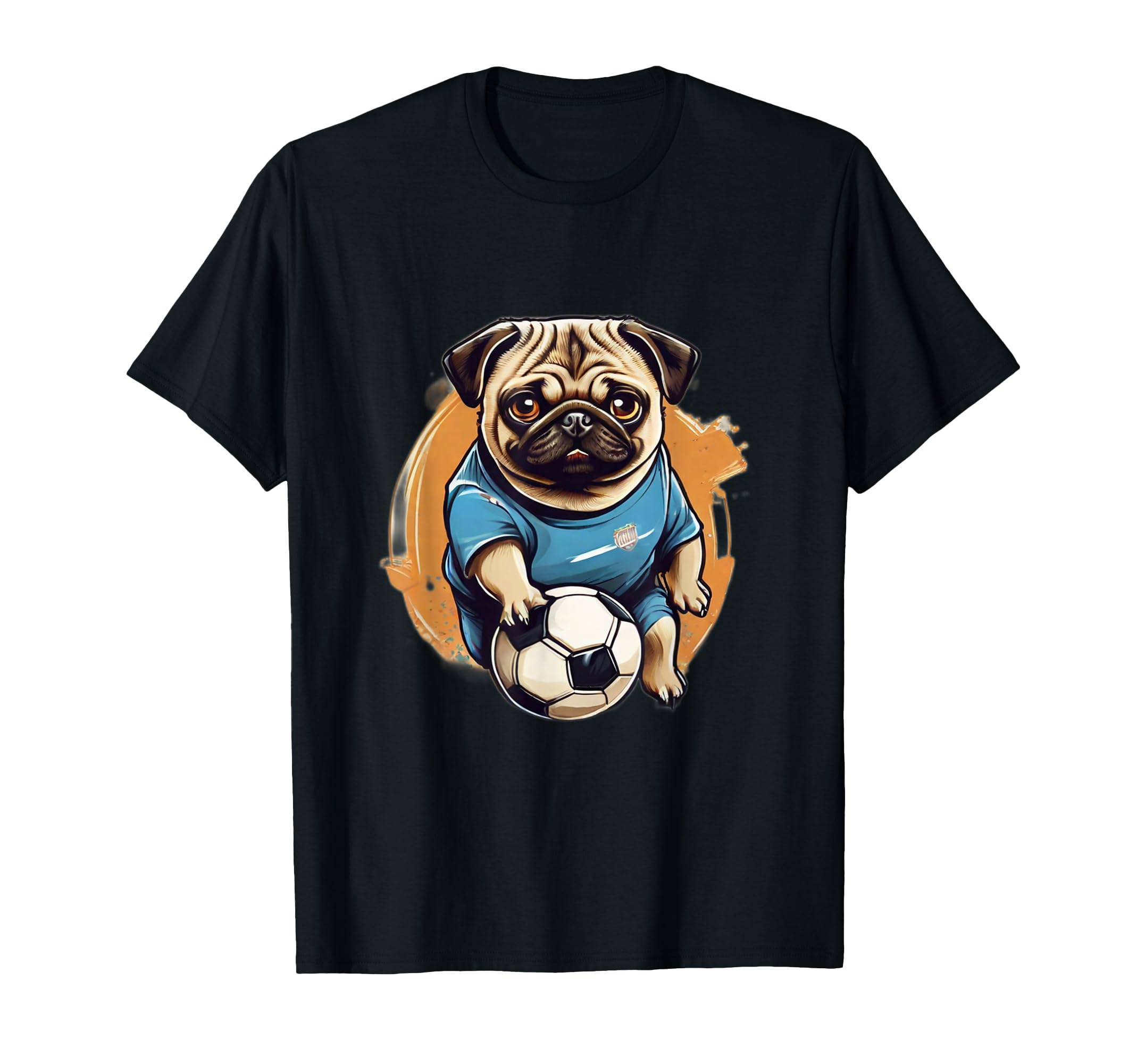 Pug Playing Soccer Colorful Pug Soccer T-Shirt - Graphic Print Unisex - T-Shirt, Sweatshirt, Hoodie