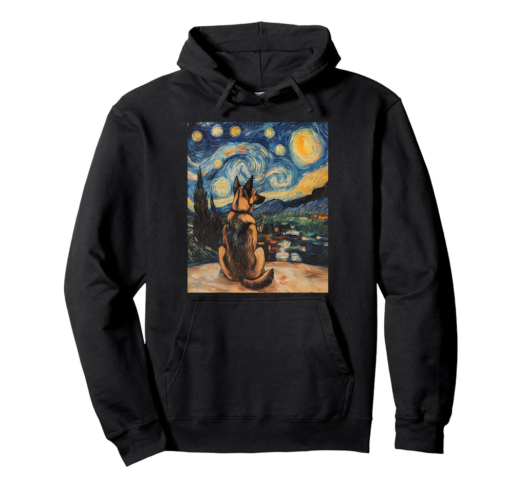 German Shepherd Dog Doggy Van Gogh Starry Hoodie - Graphic Print Men Women - T-Shirt, Sweatshirt, Hoodie