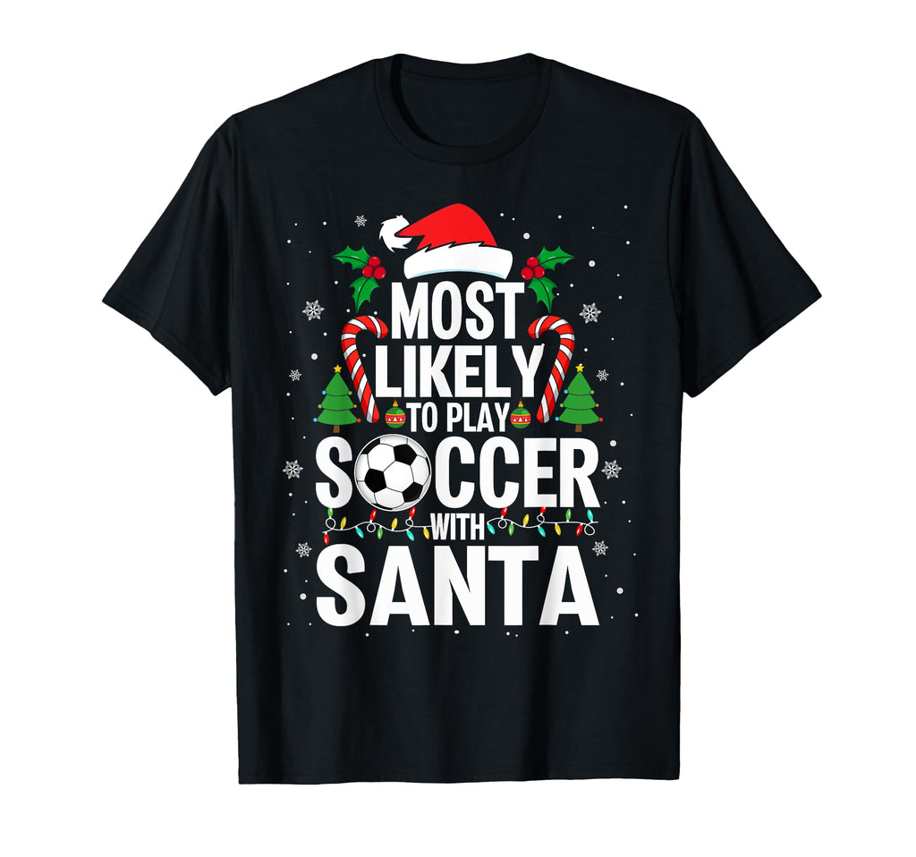 Play Soccer Santa Soccer Fans Ugly T-Shirt - Custom Art Print for Adults - T-Shirt, Sweatshirt, Hoodie