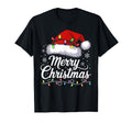 Merry Lights Santa Hat Funny Family T-Shirt - Aesthetic Graphic for Adults - T-Shirt, Sweatshirt, Hoodie