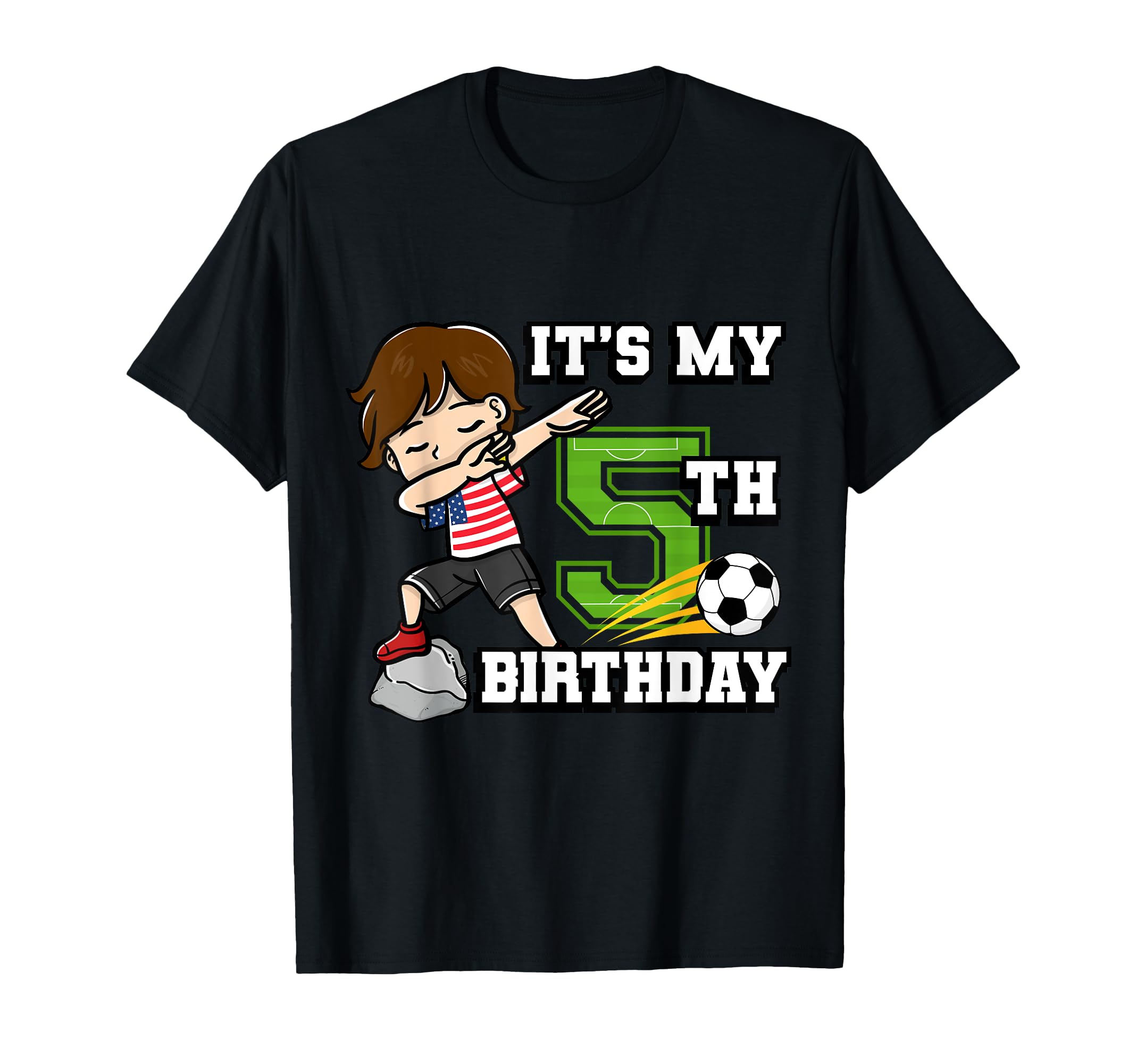 Soccer Its My 5Th Birthday American Flag T-Shirt - Trendy Graphic Men Women - T-Shirt, Sweatshirt, Hoodie