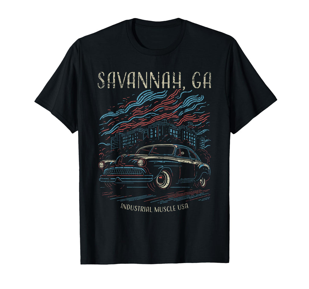 Savannah Ga Usa Car Industrial Muscle T-Shirt - Aesthetic Graphic Men Women - T-Shirt, Sweatshirt, Hoodie