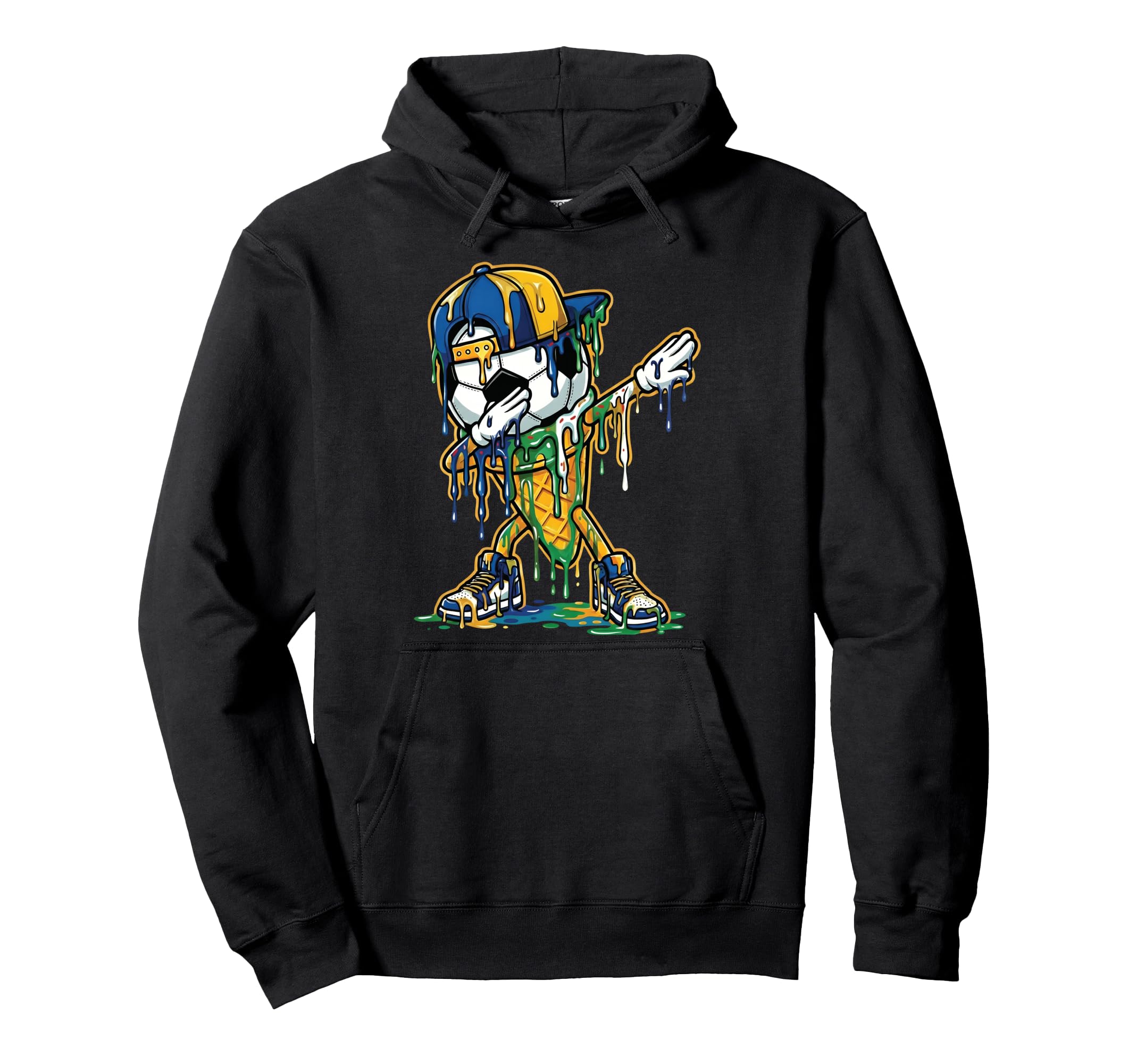Soccer Ice Cream Dripping Dabbing Soccer Drip Hoodie - Graphic Print Unisex - T-Shirt, Sweatshirt, Hoodie