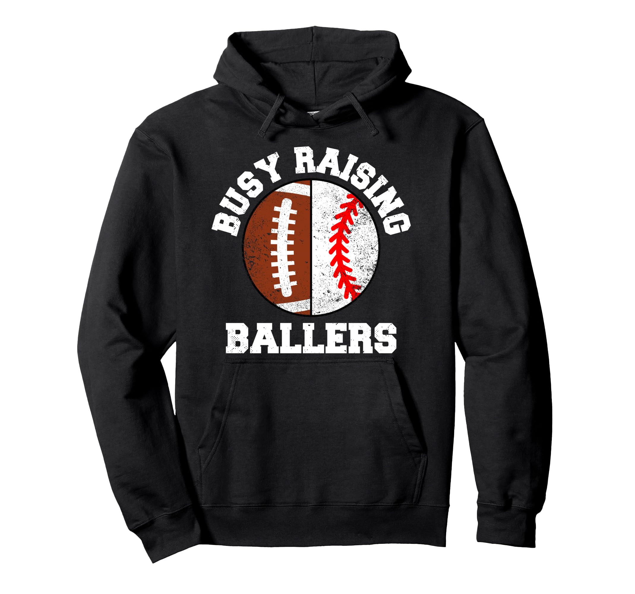 Busy Raising Ballers Funny Football Hoodie - Casual Everyday Wear Unisex - T-Shirt, Sweatshirt, Hoodie