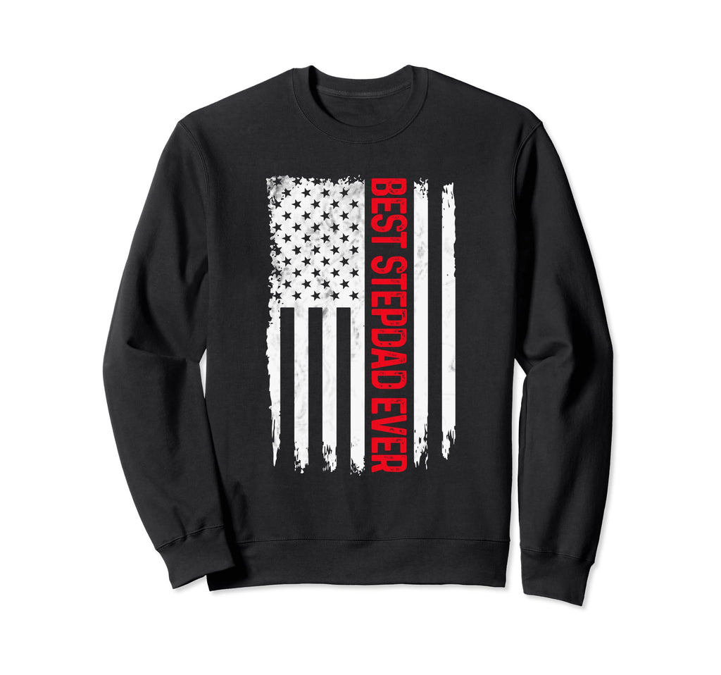 Mens Best Stepdad Ever American Flag Sweatshirt - Graphic Print Men Women - T-Shirt, Sweatshirt, Hoodie
