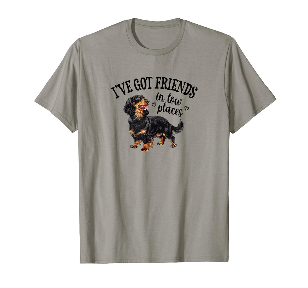 Funny Friends Low Places Black Long Haired T-Shirt - Trendy Graphic Unisex - T-Shirt, Sweatshirt, Hoodie