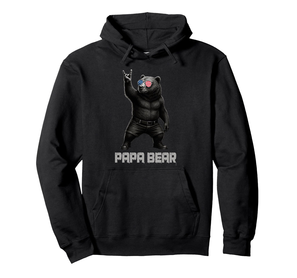 Papa Bear Grizzly Bear Rock Gesture Hoodie - Trendy Graphic Unisex - T-Shirt, Sweatshirt, Hoodie