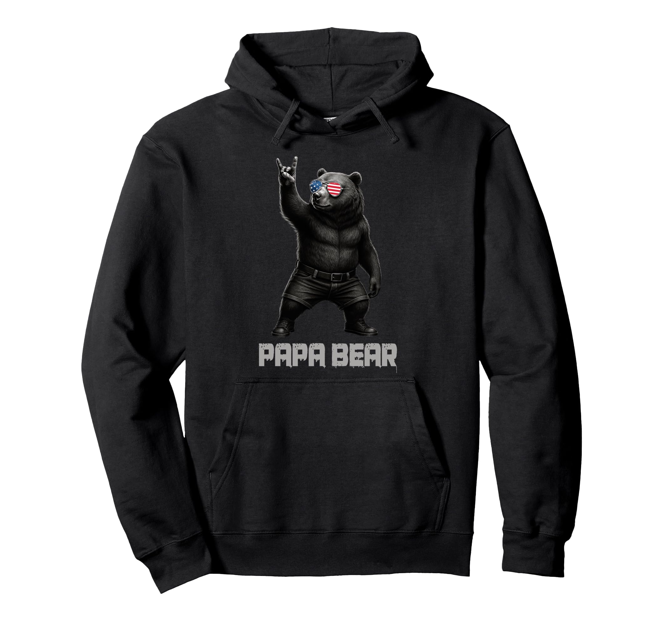 Papa Bear Grizzly Bear Rock Gesture Hoodie - Trendy Graphic Unisex - T-Shirt, Sweatshirt, Hoodie