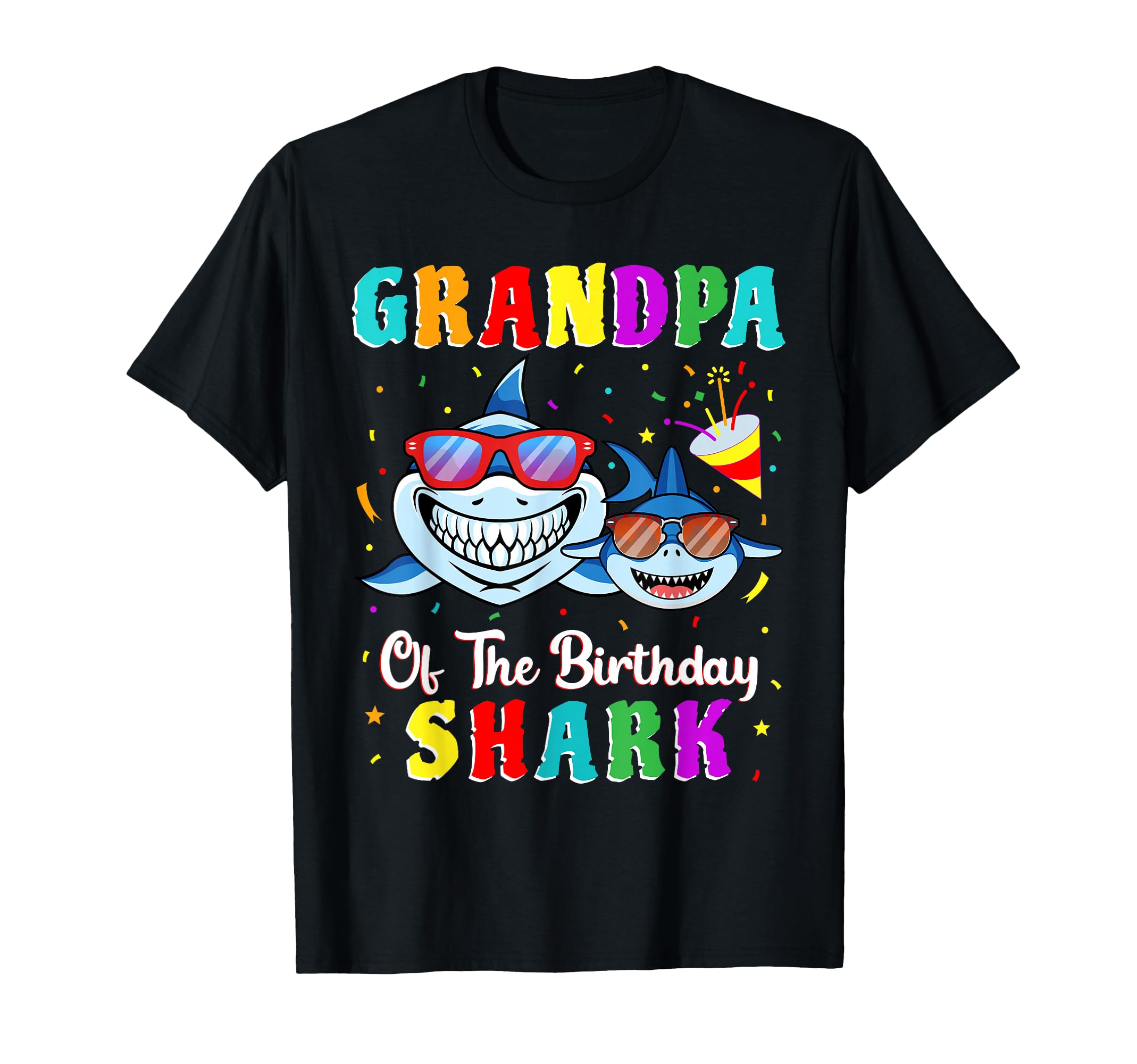 Grandpa Shark Birthday Family T-Shirt - Custom Art Print for Adults - T-Shirt, Sweatshirt, Hoodie