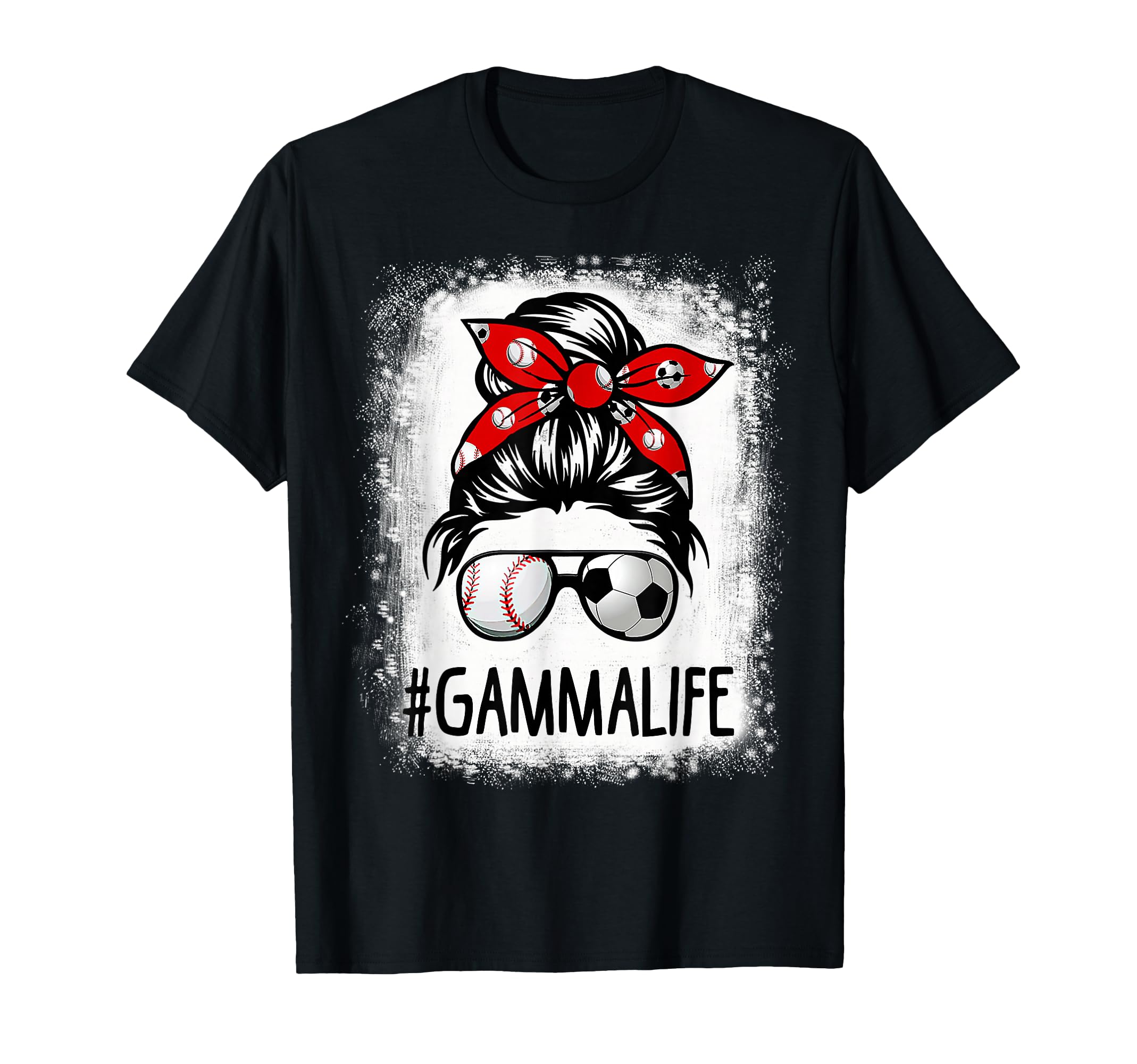 Bleached Gamma Life Soccer Messy Bun T-Shirt - Unique Graphic Unisex - T-Shirt, Sweatshirt, Hoodie