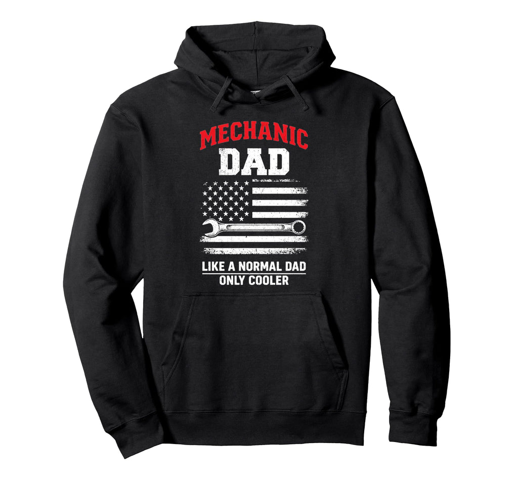 Mechanic Dad Usa Flag Handyman Fathers Hoodie - Unique Graphic Men Women - T-Shirt, Sweatshirt, Hoodie
