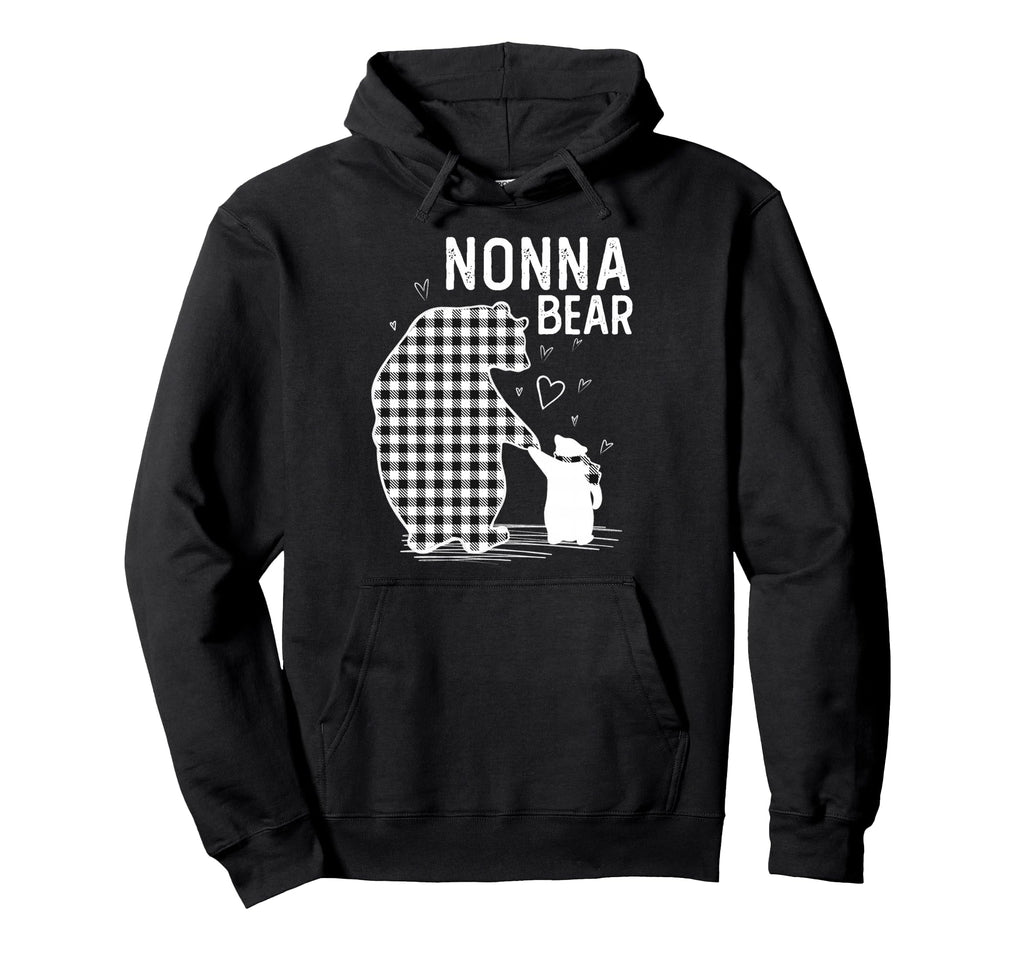 Nonna Bear Pajama Grey Buffalo Plaid Hoodie - Trendy Graphic Men Women - T-Shirt, Sweatshirt, Hoodie