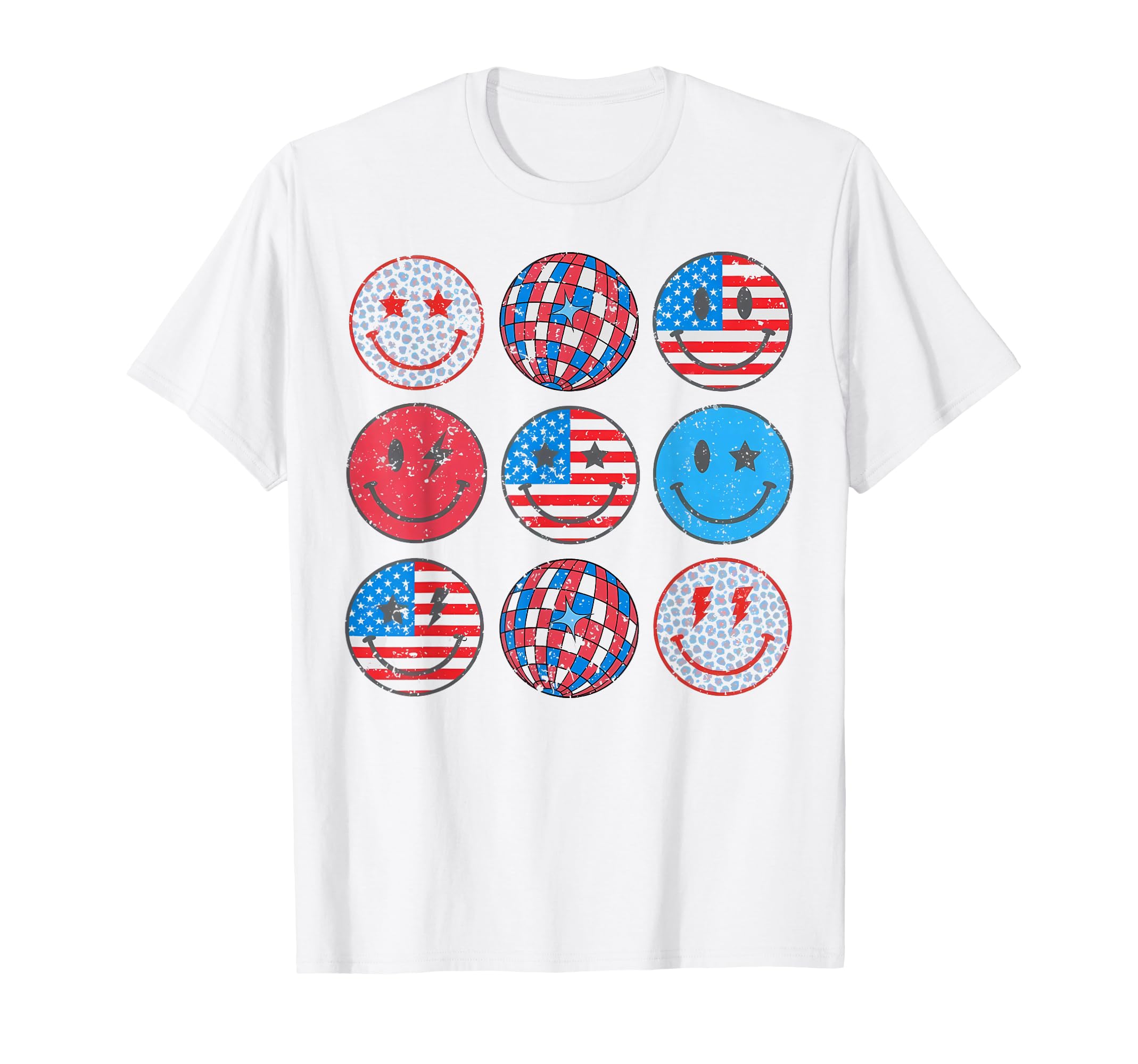 Happy 4Th July Groovy Smile Face Red T-Shirt - Fun Novelty Design Unisex - T-Shirt, Sweatshirt, Hoodie