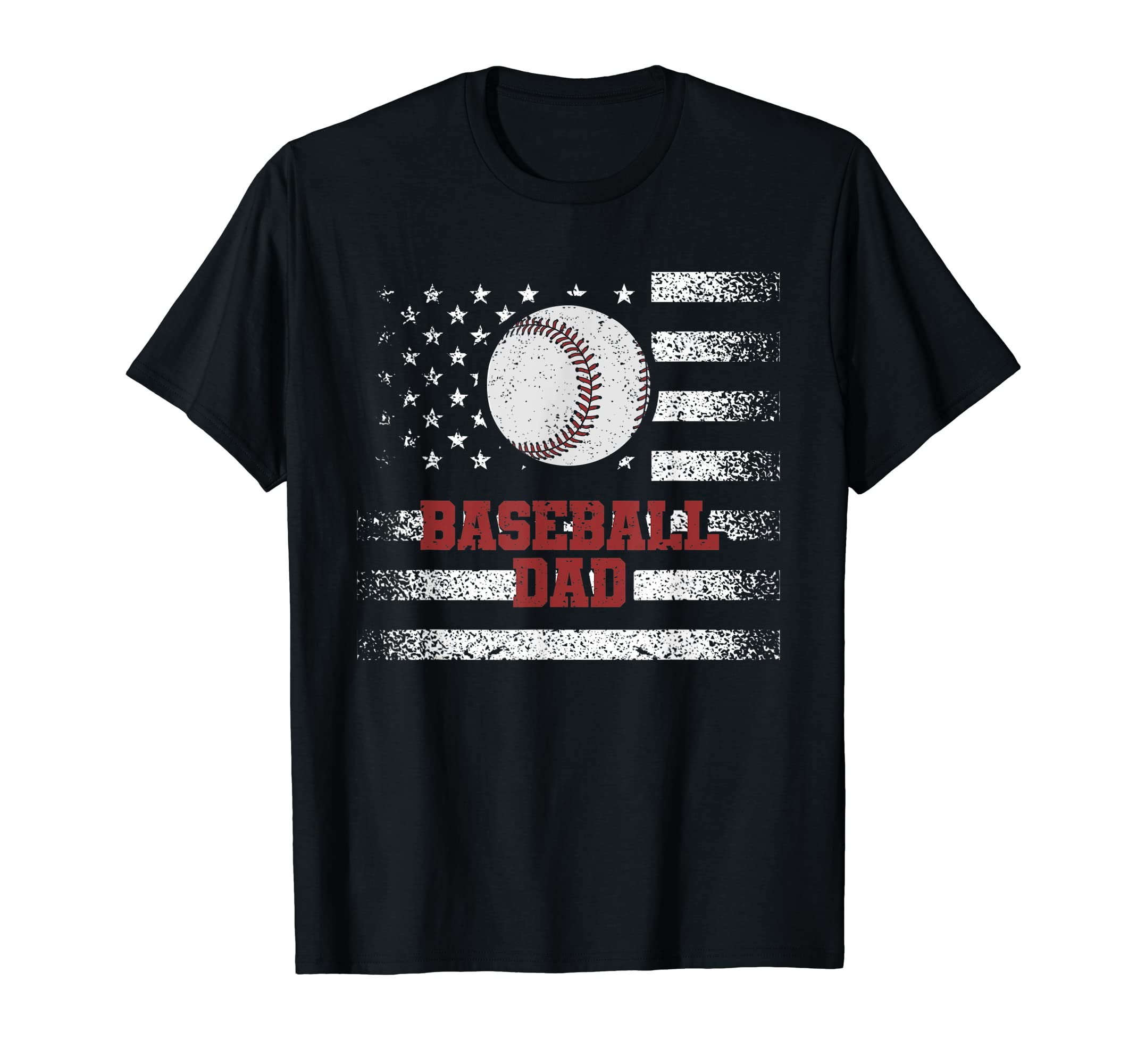 Mens Baseball Dad Usa American Flag T-Shirt - Custom Art Print Men Women - T-Shirt, Sweatshirt, Hoodie