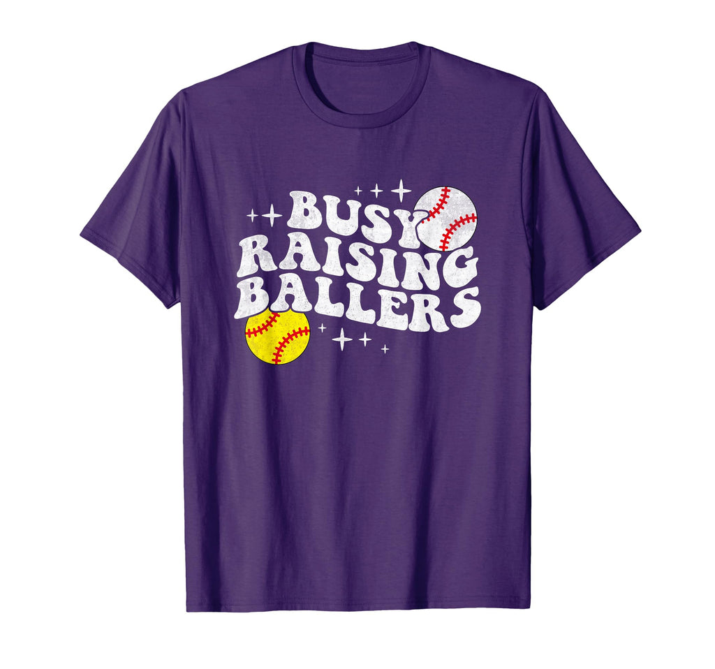 Busy Raising Ballers Softball Baseball T-Shirt - Fun Novelty Design Unisex - T-Shirt, Sweatshirt, Hoodie