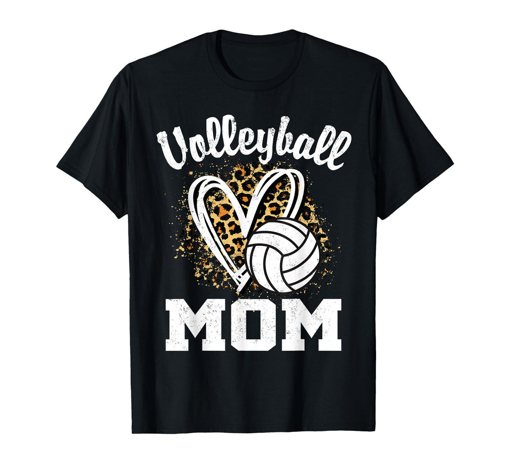 Volleyball Mom Leopard Heart T-Shirt - Graphic Print for Adults - T-Shirt, Sweatshirt, Hoodie