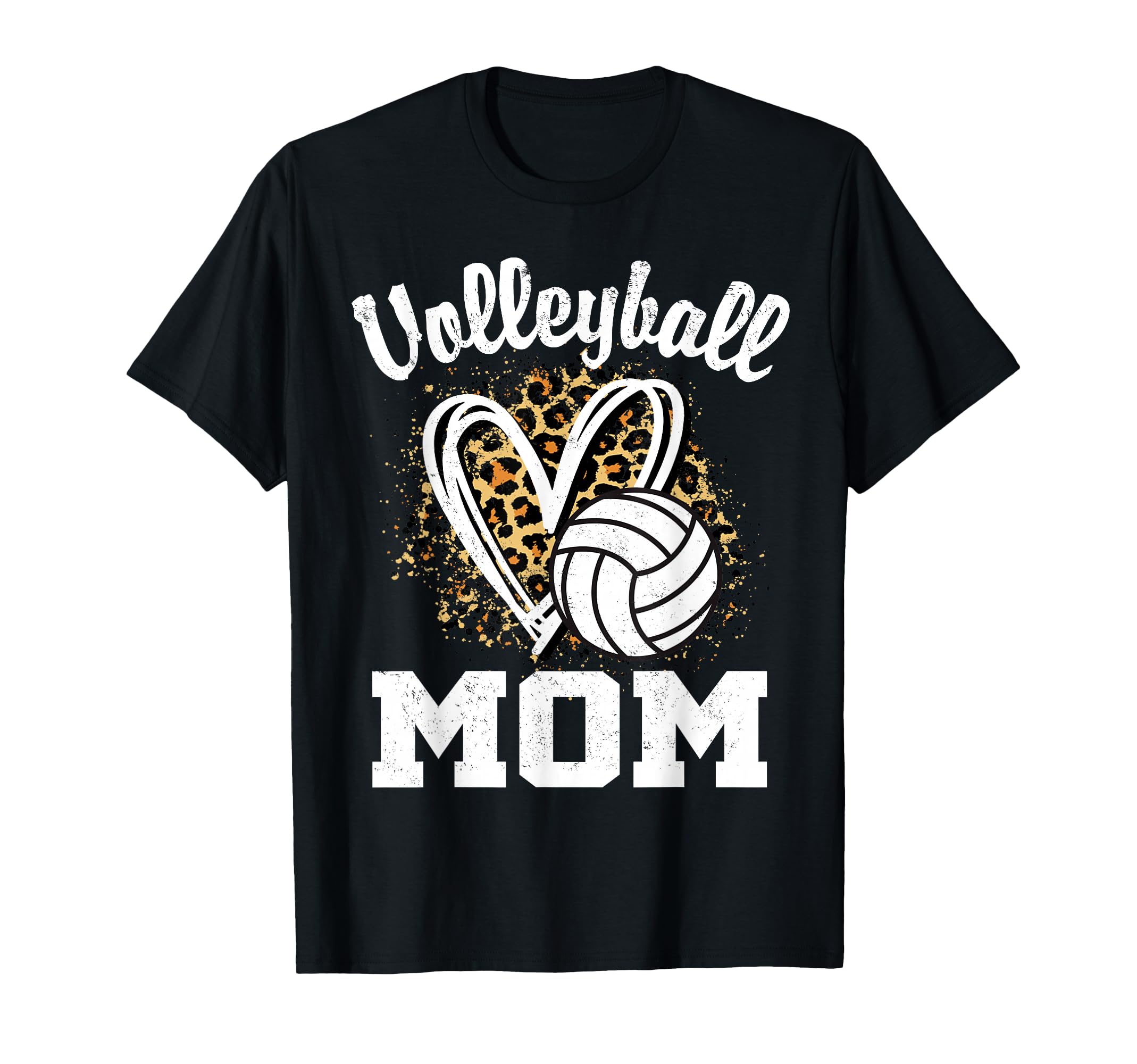 Volleyball Mom Leopard Heart T-Shirt - Graphic Print for Adults - T-Shirt, Sweatshirt, Hoodie