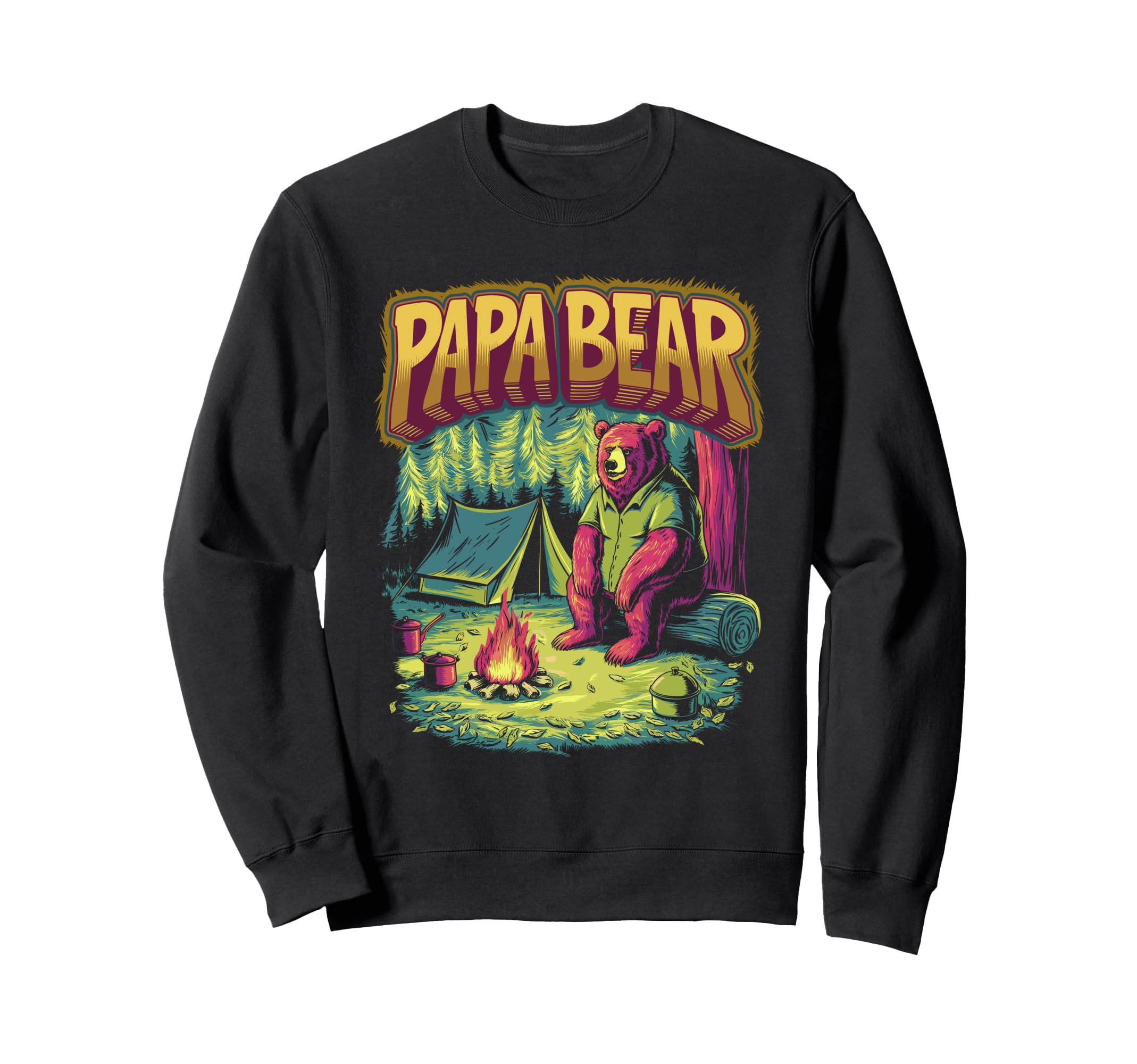 Papa Bear Adventure Mountain Sweatshirt - Custom Art Print for Adults - T-Shirt, Sweatshirt, Hoodie
