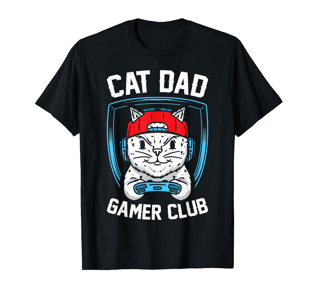 Gamer Gaming Cat Father Video Game Dad Hoodie - Graphic Print Men Women - T-Shirt, Sweatshirt, Hoodie
