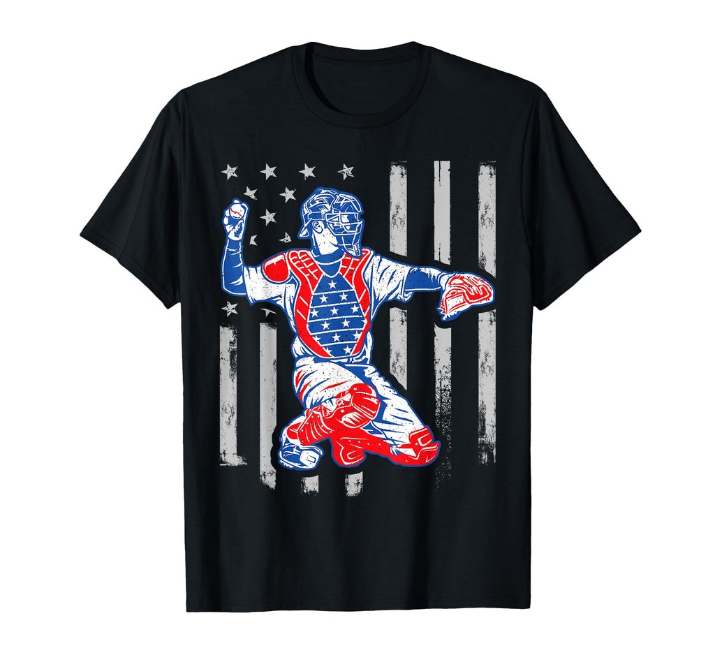 American Baseball Catcher Usa T-Shirt - Casual Everyday Wear Men Women - T-Shirt, Sweatshirt, Hoodie