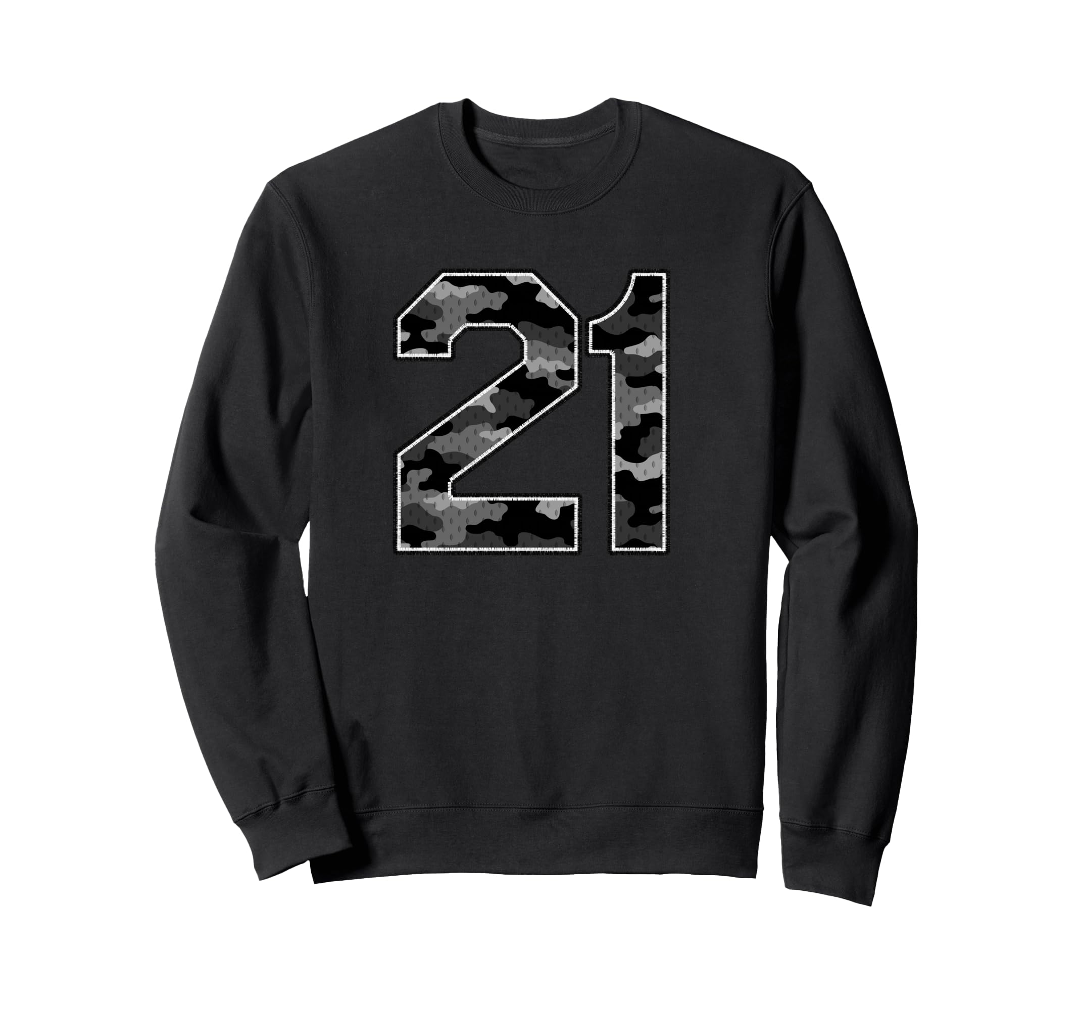Black Camo Number 21 Athlete Sports Sweatshirt - Novelty Apparel Men Women - T-Shirt, Sweatshirt, Hoodie