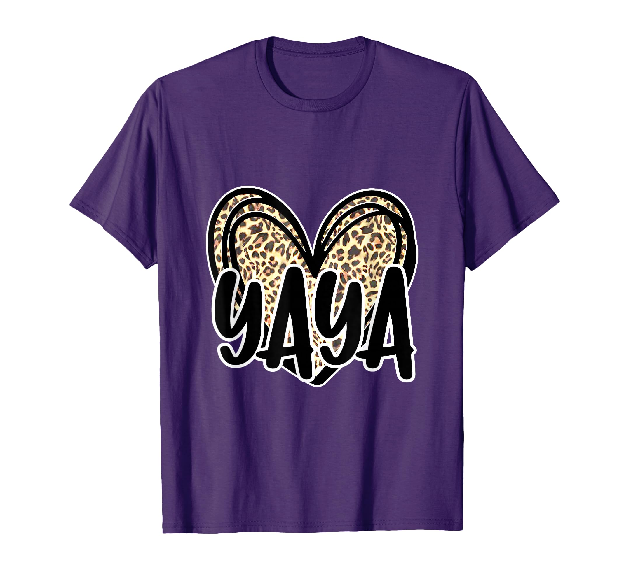 Yaya Womens Leopard Cheetah Heart T-Shirt - Novelty Apparel for Adults - T-Shirt, Sweatshirt, Hoodie