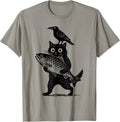 Black Animals Funny Cat with Crow Catches Fish - Adult & Kids T-Shirts, Sweatshirts & Hoodies apparel design preview 1