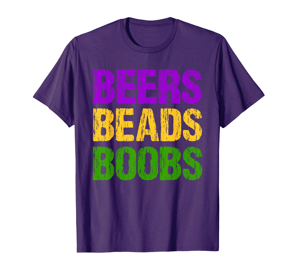 Funny Mardi Gras Beers Beads Boobs T-Shirt - Casual Everyday Wear Unisex - T-Shirt, Sweatshirt, Hoodie