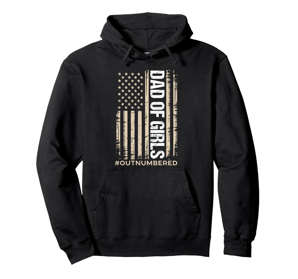 Dad Outnumbered Distressed Us Flag Hoodie - Fun Novelty Design Unisex - T-Shirt, Sweatshirt, Hoodie