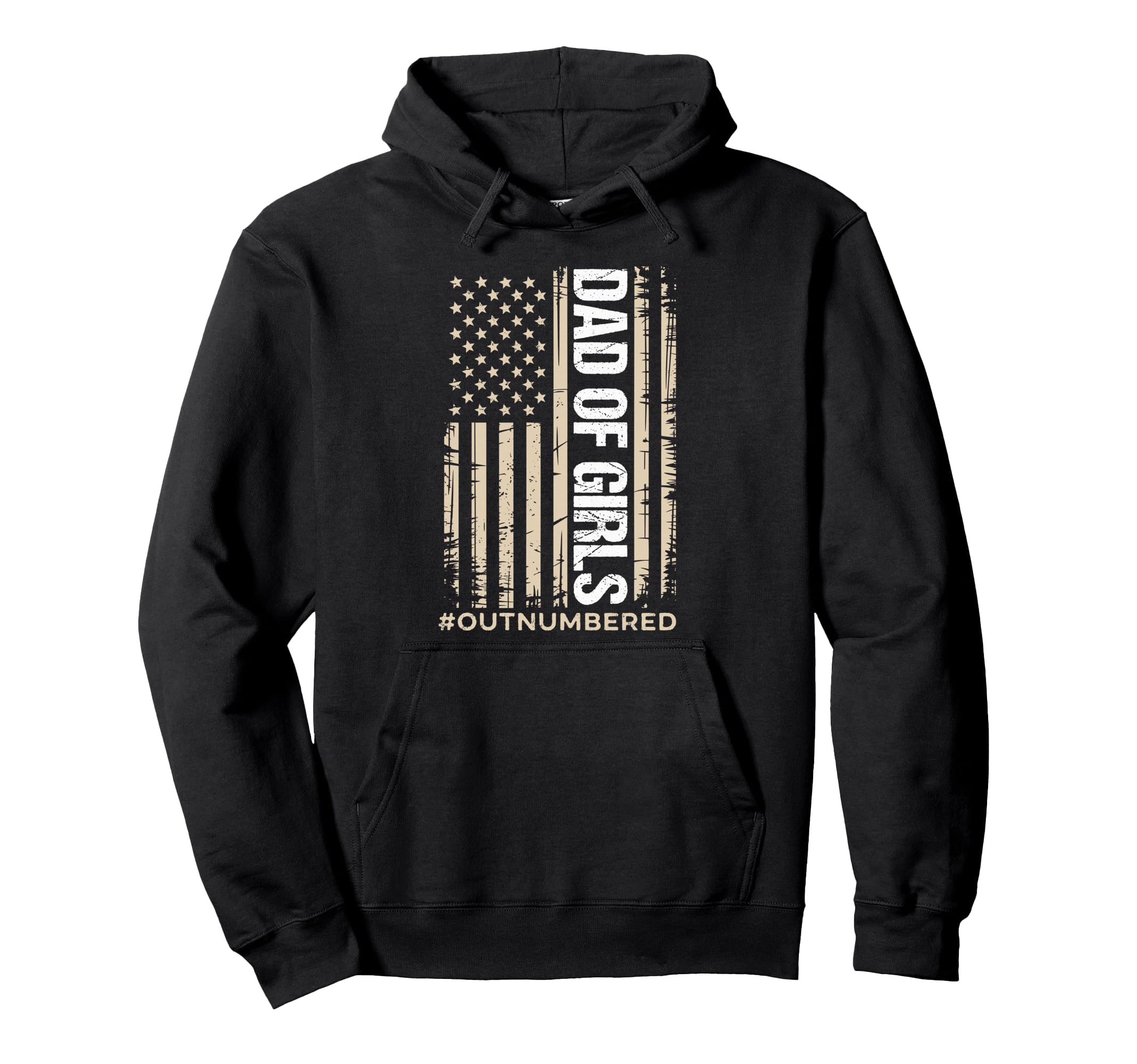 Dad Outnumbered Distressed Us Flag Hoodie - Fun Novelty Design Unisex - T-Shirt, Sweatshirt, Hoodie