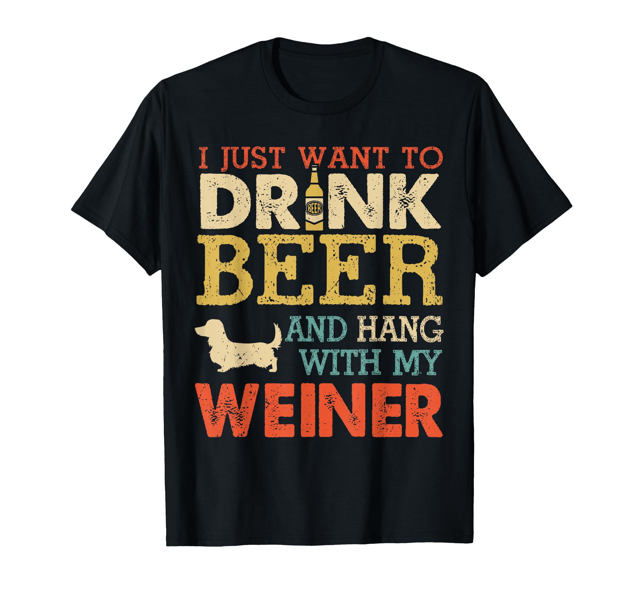 Weiner Dachshund Dad Drink Beer Hang T-Shirt - Unique Graphic for Adults - T-Shirt, Sweatshirt, Hoodie