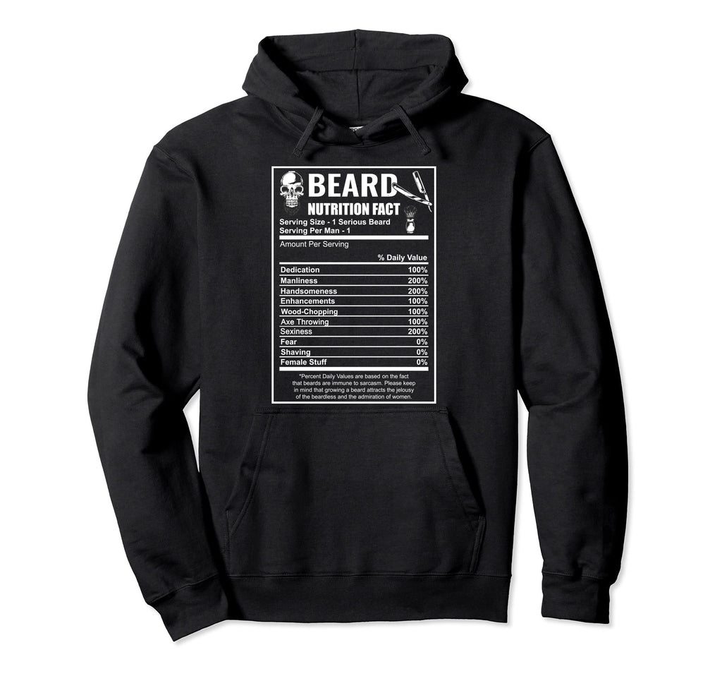 Funny Beard Nutrition Facts Bearded Skull Hoodie - Custom Art Print Unisex - T-Shirt, Sweatshirt, Hoodie